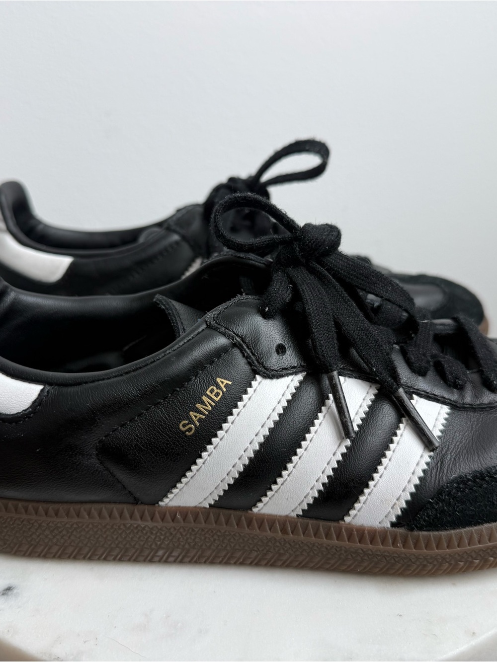 adidas Black and White Samba Sneakers with Gum Sole